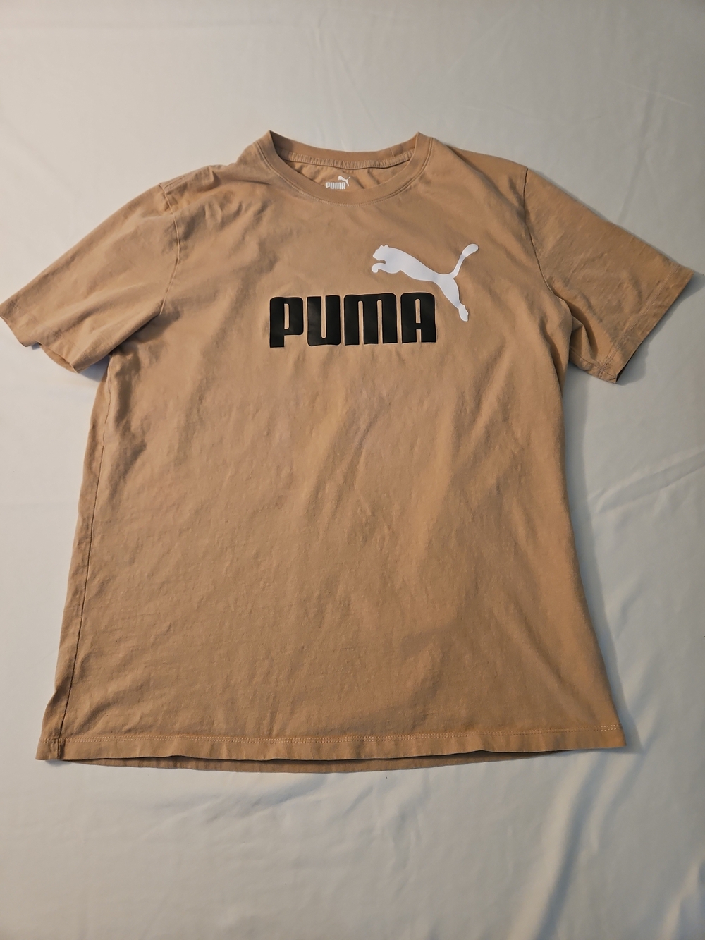 Puma Tan Short Sleeve Tee with Black and White Logo